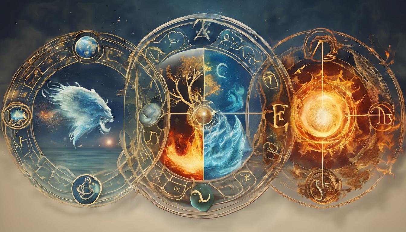 Signos del zodiaco agua, tierra, fuego y aire